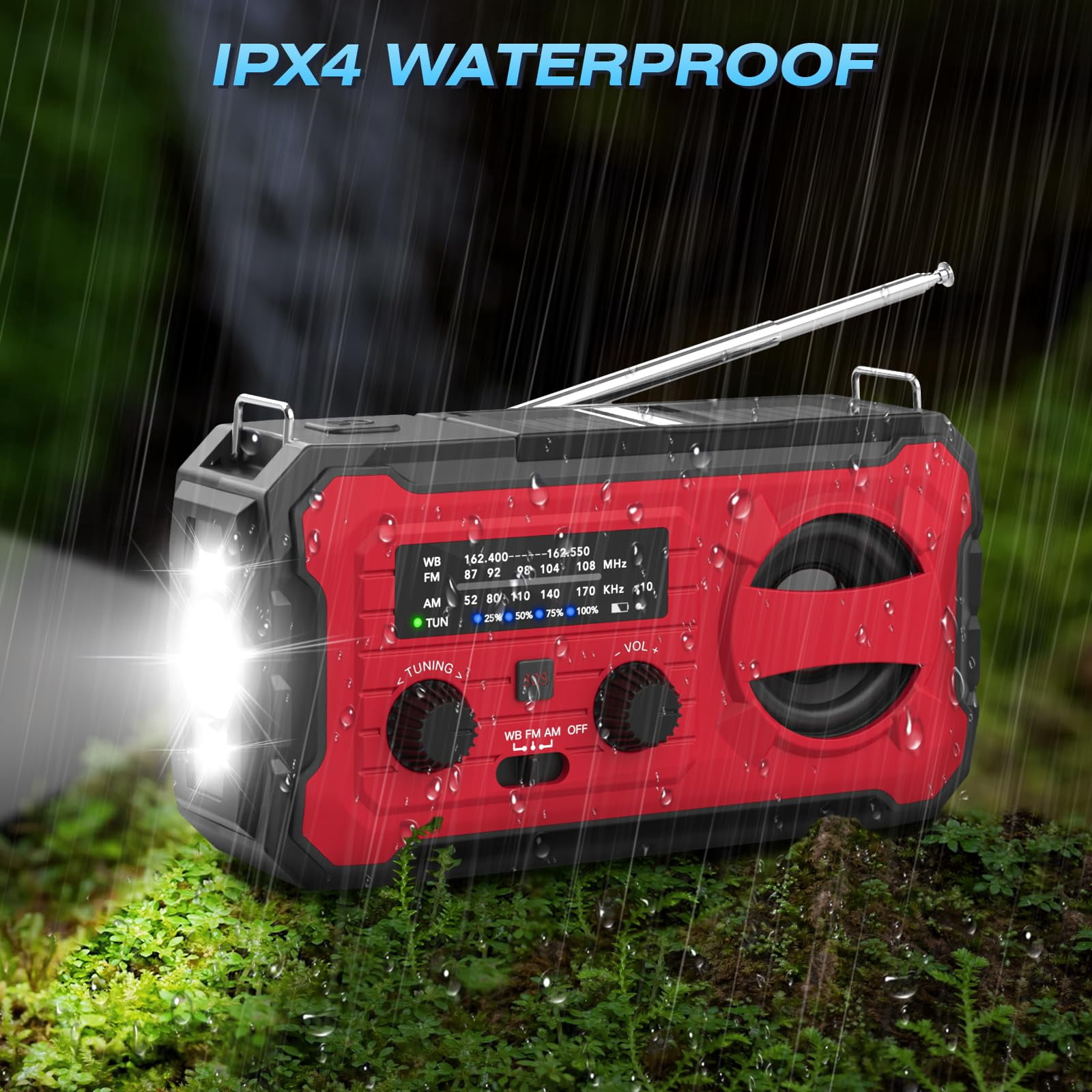 10000mah Emergency Radio  Noaa Weather With Am/fm 37000mwh Rechargeable Phone Power Usb/solar/hand Crank Charging Led Flashlight Sos Alarm Reading Lamp For Indoor/outdoor Emergencies