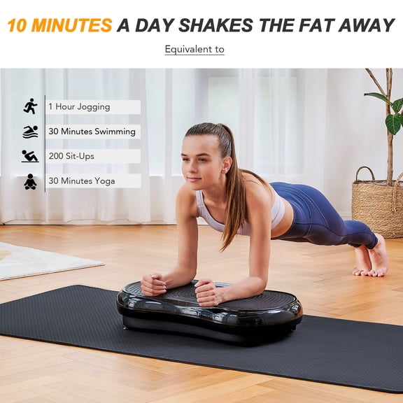 Preenex Vibration Plate Exercise Machine with Workout Bands for Home Gym, Black