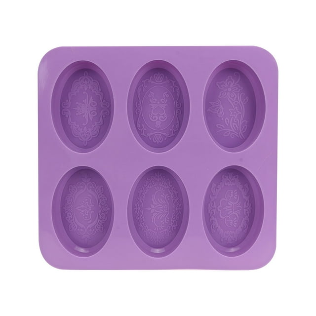Fiudx Juego de Moldes de Jabón Ovalados, Molde de Silicona de Seis Agujeros, Diseño de Encaje En Relieve, Material Apto para Uso Alimentario, Manualidades Diy, Uso Versátil para El Hogar y Regalos. E
