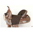 thumbnail image 2 of Hilason Western Horse Trail Barrel Floral Racing American Leather Saddle Brown, 2 of 7