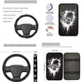 thumbnail image 3 of Jeiento Skeleton Car Seat Cover Full Set with Car Front Back Floor Mats Armrest Cover Seatbelt Pads Cup Coaster Wristlet Keychain Universal Fits for Cars Truck Van SUV Sedan Black Auto Accessory, 3 of 7