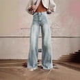 thumbnail image 2 of ManxiVoo Stovepipe Flare Jeans for Women Stretchy Denim Pants with Pockets Relaxed Wide Leg and High Waisted Fit XS Size Light Blue, 2 of 5