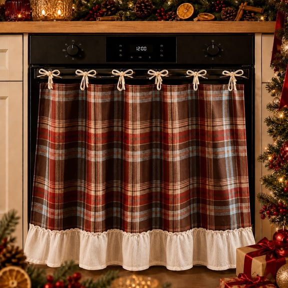Christmas Oven Skirt Curtain, Christmas Stove Curtain for Kitchen Decor
