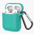 thumbnail image 1 of Coffea Protective Silicone Case with Keychain for AirPods 1 & 2 (Front LED Not Visible) (Turquoise Green), 1 of 7