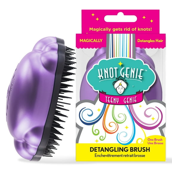Knot Genie Teeny Detangling Hair Brush for Kids (Lilac Loveliness) | Perfect Detangling Brush for Curly Hair, Gently Separate Tangles, Leaves Hair Smooth and Shiny | The Pain Free Knot Detangler