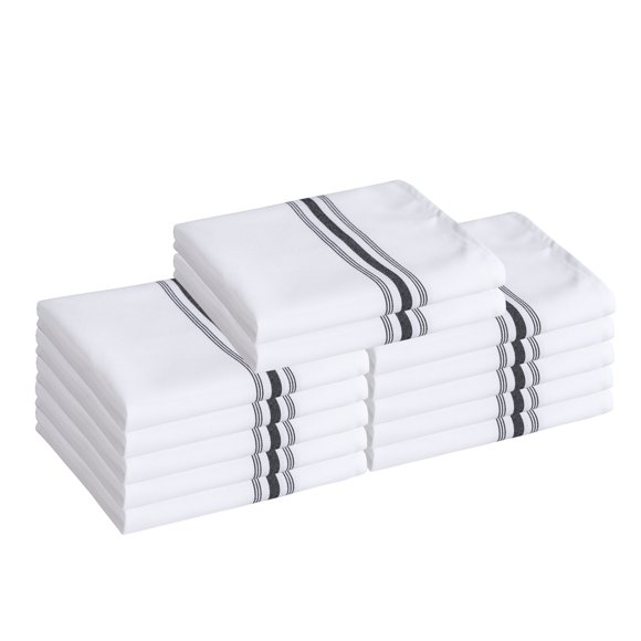 Gala Houseware 12 Pieces Dinner Napkins, 18" x 22" Bistro Napkins, Black Stripe