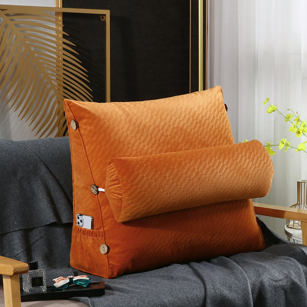 17.7inch Soft Backrest Wedge Pillow ,Relaxing & Lumbar Support Pillow with Adjustable Headrest