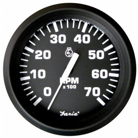 Faria Beede Instruments  4 in. Euro Black Tachometer - 7 - 000 RPM Gas - Outboard