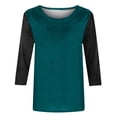 thumbnail image 4 of BLVB Womens 3/4 Sleeve Tunic Tops Trendy Color Block Crewneck Spring T-Shirts Casual Loose Comfy Going out Tee Shirts, 4 of 5