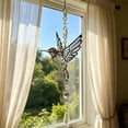 thumbnail image 3 of Homellea Hummingbird Crystal Suncatcher, 15.9 Inch Silver Metal Window Hanging Ornament with Crystal Prism Pendant for Rainbow Maker, Garden, Patio, Bedroom, Living Room and Home Decor, 3 of 6