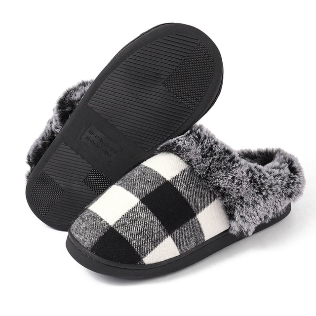 Zapatos la casa para mujeres Fuera piel sintética forrada cálida cómoda anti-Slip sfuff interiores al aire libre