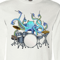 thumbnail image 4 of Inktastic Cute Blue Octopus Drumming Long Sleeve T-Shirt, 4 of 5