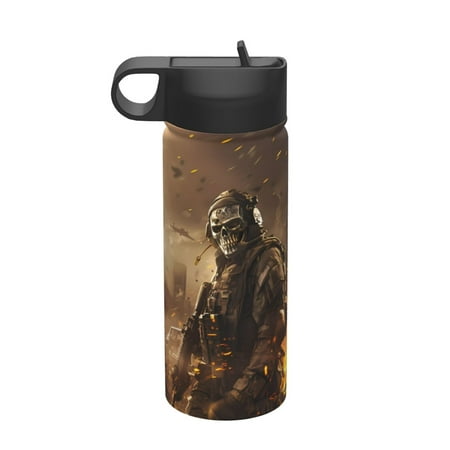 

Daiia Apocalyptic Skull Soldier Printed 18oz Sports Insulated Kettle With Straw Water Bottle For Running Hiking Cycling Climbing Mens Woman S Sports Water Bottle