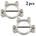 thumbnail image 2 of Bague en Forme de Chat 2 Pcs Tétine en Acier Inoxydable Barre de Perçage Bijou, 2 of 6