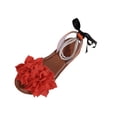 thumbnail image 2 of Sandals Women's Fashionable Casual Summer Flower Decoration Pearl Bowknot Open-Toe Round Head Flat Sandals Orange 36, 2 of 9