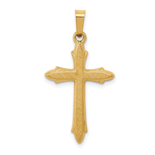 14K Yellow Gold Textured and Polished Passion Cross Pendant