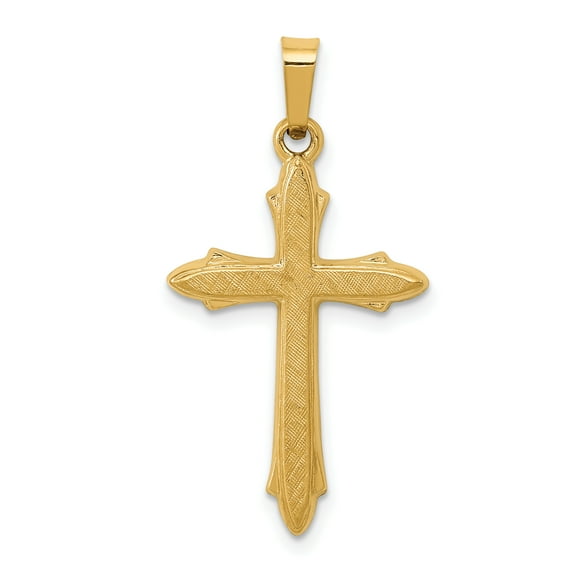 14K Yellow Gold Textured and Polished Passion Cross Pendant