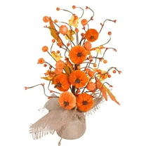 Thanksgiving Pumpkin Artificial Flower Arrangement, Fall Maple Leaves Faux Flower Centerpieces for Tables, Harvest Faux Bouquet Fall Party Supplies for Fall Home Indoor Decor