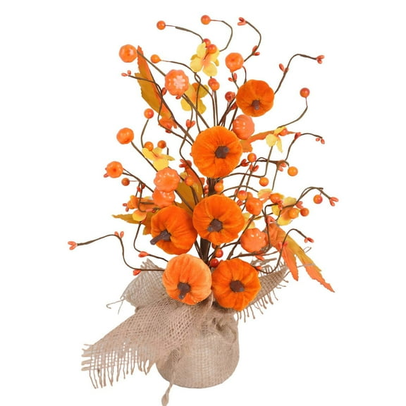 Thanksgiving Pumpkin Artificial Flower Arrangement, Fall Maple Leaves Faux Flower Centerpieces for Tables, Harvest Faux Bouquet Fall Party Supplies for Fall Home Indoor Decor