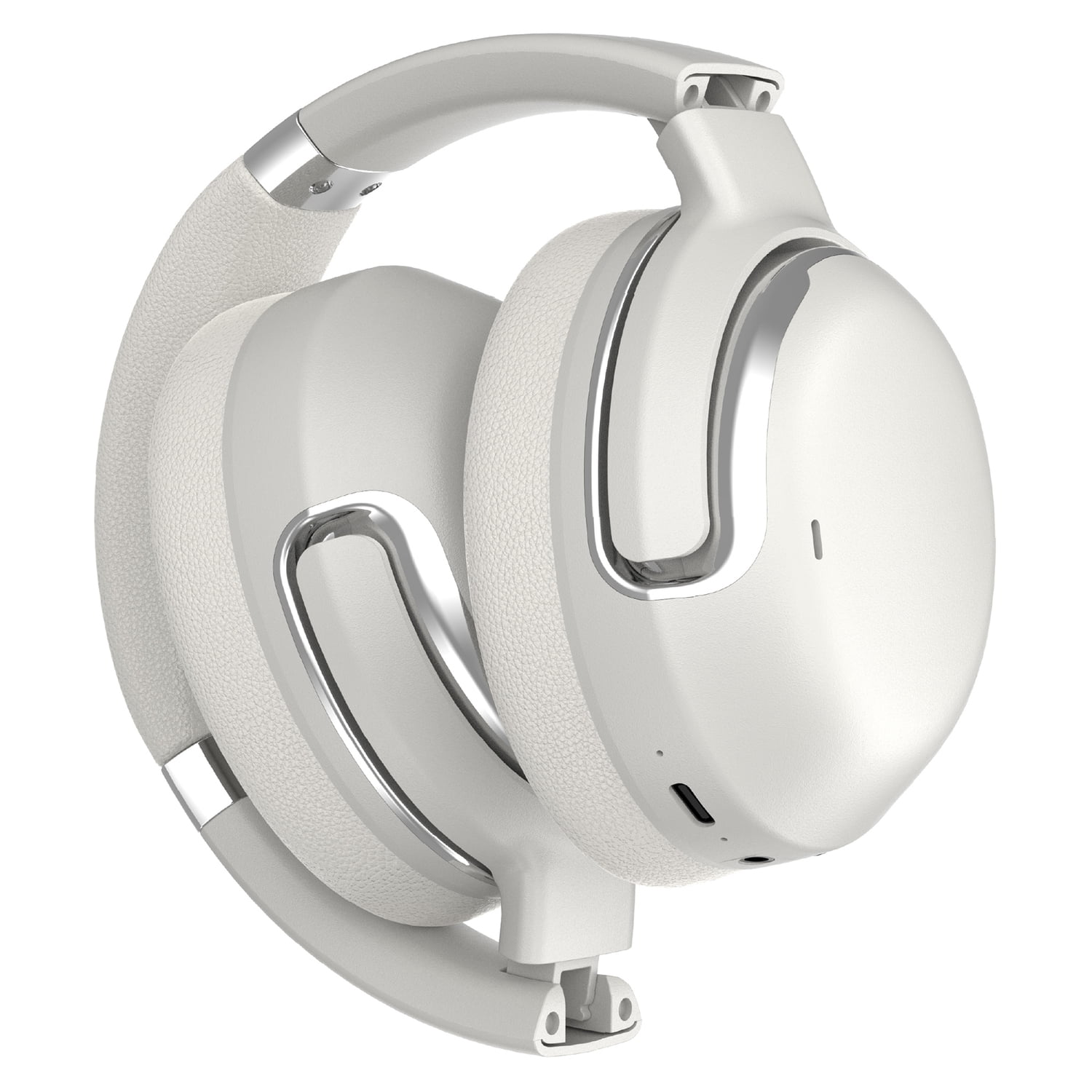 RCA WAVE-76 Audixa Bluetooth Flat-Folding On-Ear Headphones with Mics, ANC, On-Ear Controls, 3D Earpads, up to 12 Hours Play Time , Silver