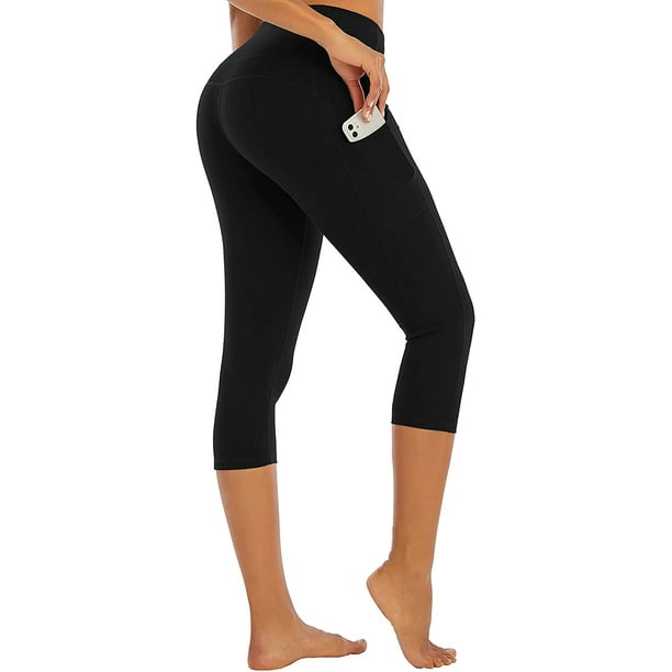 we fleece 3 Pack Women's Knee Length Capri Leggings-High Waisted Tummy  Control Non See Through Workout Leggings Yoga Pants (Small-Medium, A-3  Pack-Black,Black,Black) : : Clothing, Shoes & Accessories