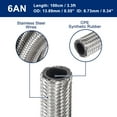 thumbnail image 3 of Car Auto Stainless Steel Braided Mesh Hose 3.3ft 3/8" AN6 Fuel Hose Oil Gas Line Silver Tone, 3 of 6