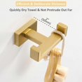 thumbnail image 4 of Double Towel Hook Brushed Gold, SUS304 Stainless Steel Square Coat Robe Holder, Bathroom Kitchen Towel Hanger, Wall Mounted, 4 of 4