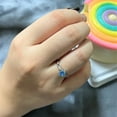 thumbnail image 5 of Bellitia Jewelry 925 Sterling Silver Adjustable Side-Stone Engagement Rings for Her, Gemstone Birthstone Finger Ring with 0.7ct Blue Aquamarine CZ Anniversary Birthday Present for Women Girls, 5 of 7