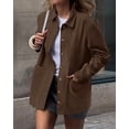 thumbnail image 3 of BTFBM Faux Suede Jacket Women Fall Fashion Leather Jackets Long Sleeve Button Down Winter Coats Shackets Outerwear, 3 of 9