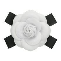 Uxcell Elegant Camellia Flower Brooches Faux Wool Flower Bowknot Pins Floral Corsage for Women White