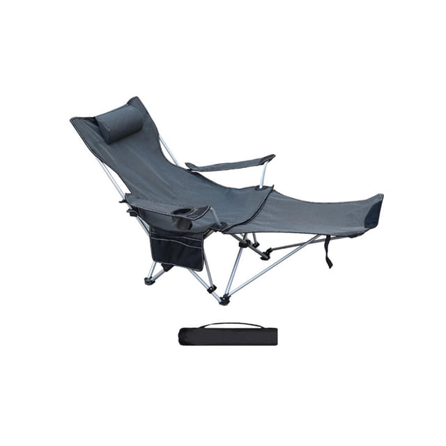 jinwen Chaise de Camping Pliante Pêche Randonnée Chaise Inclinable Extérieur Fauteuil de Voyage Gris