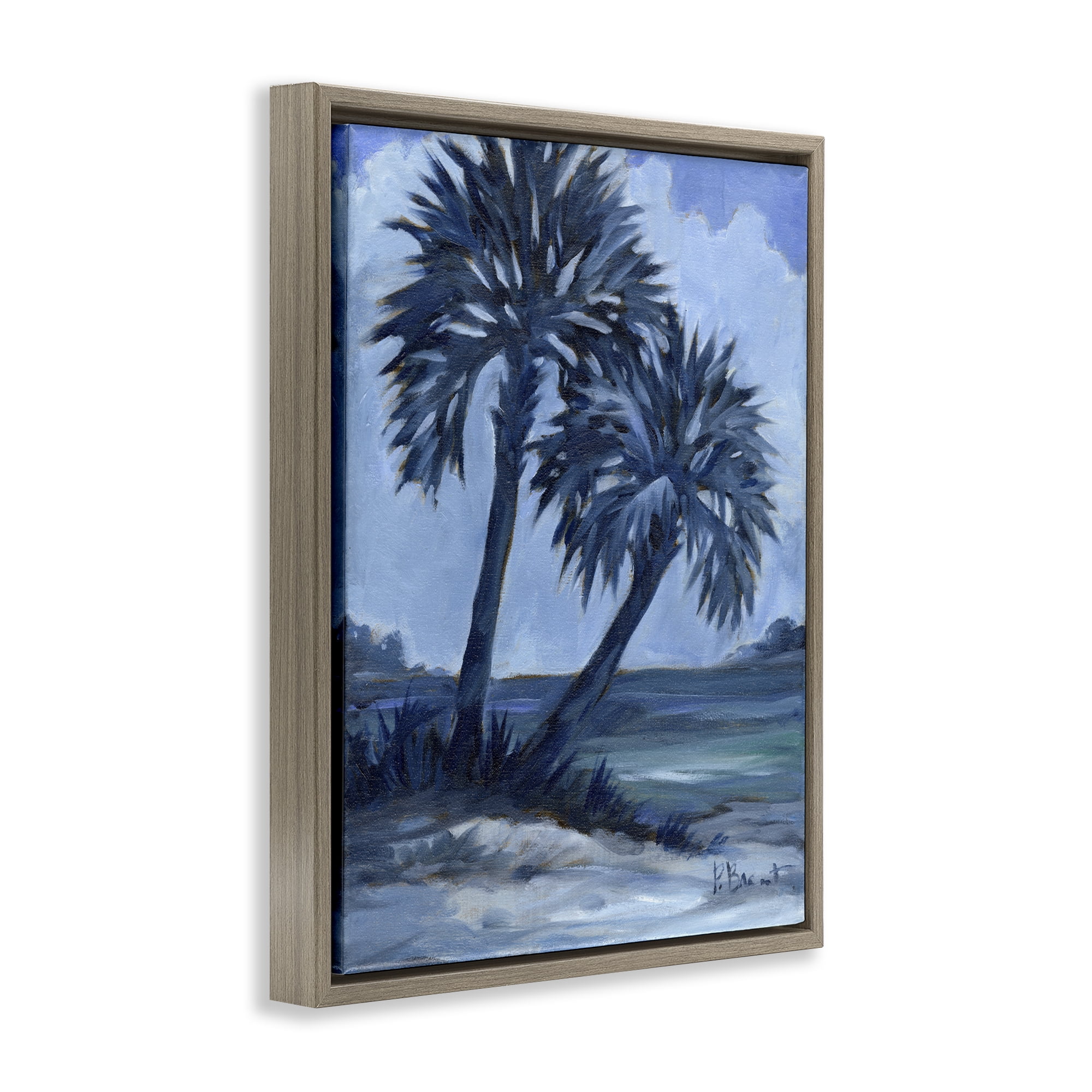 Stupell Industries Impressions Of Palms Landscape & Nature Painting Brown Floater Framed Canvas Art Print Wall Art, 25 x 31