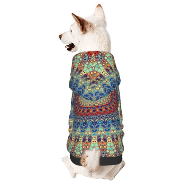 Balery Round Mandala Sudadera con Capucha para Perros Pequeños – Ropa para Mascotas, Disfraz para Perros y Gatos, Ideal para Fiestas y Cosplay-X-Large
