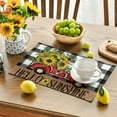 thumbnail image 3 of Buffalo Plaid Sunflower Truck Placemats for Dining Table, 12 x 18 Inch Summer Fall Decoration Rustic Vintage Washable Table Mats Set of 4, 3 of 6