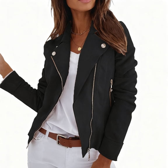 Misright Women's faux trendy short motorcycle Coat with zipper