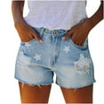 thumbnail image 2 of uublik Denim Shorts Women Elastic Ripped Super Soft Denim Shorts Trendy Light blue, 2 of 5
