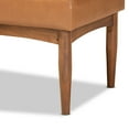 thumbnail image 4 of Baxton Studio Daymond Mid-Century Modern Tan Faux Leather Upholstered and Walnut Brown Finished Wood Dining Bench, 4 of 6