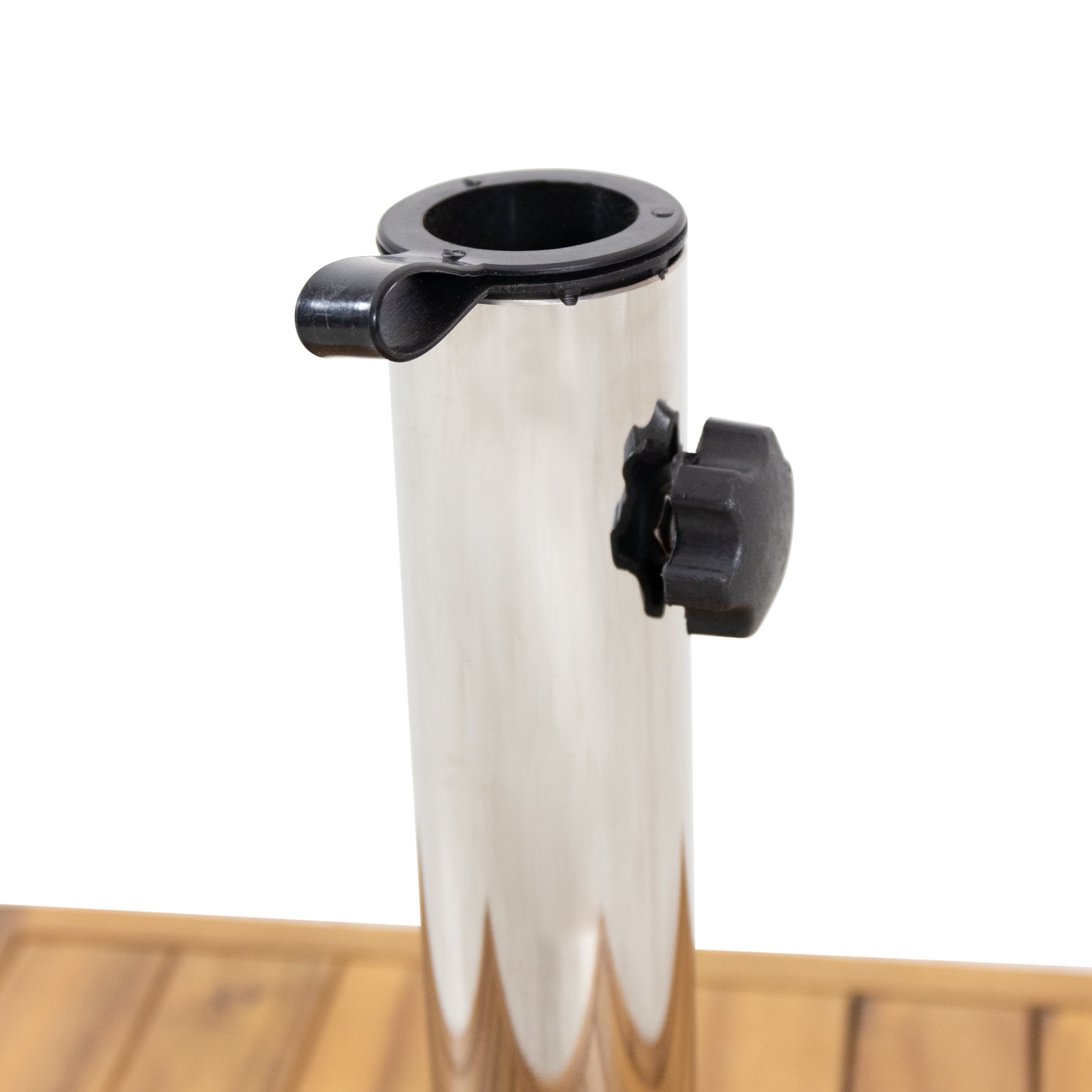 Hanville Acacia Wood Outdoor 44lb Square Umbrella Base with Stainless Steel Tube, Teak