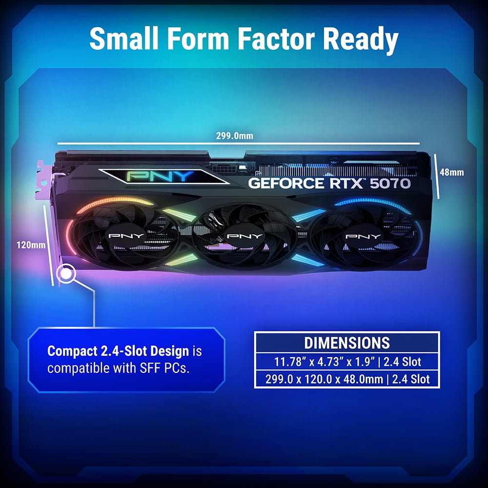 PNY GeForce RTX™ 5070 EPIC-X ARGB™ Overclocked Triple Fan GPU DLSS4