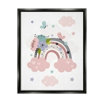 Stupell Industries Floral Blossom Rainbow Botanical & Floral Painting Black Floater Framed Art Print Wall Art, 17 x 21