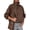 Brown, variant on Stand Collar Bomber Jacket for Women Lightweight Zip Up Coat Elastic Hem Casual Fall Jacket with Pockets