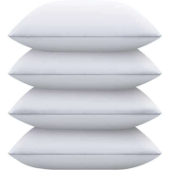 Juego de 4 almohadas de cama Piwaal, tamaño king, alternativa al plumón