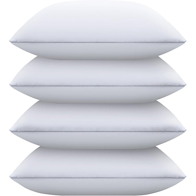 Juego de 4 almohadas de cama Piwaal, tamaño king, alternativa al plumón