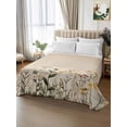 thumbnail image 2 of Botanical Queen Size Flat Sheet, Wrinkleproof & Fadeproof Cooling Flat Bed Sheet Only, Retro Plant Wildflower Green Leaf Ferns Breathable Soft Bedding Top Sheets 90 x 102 Inches, 2 of 8