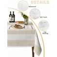 thumbnail image 2 of Beige Stripe Table Cloth, Vintage Country Geometric Linen Texture Waterproof Tablecloth for Rectangle Tables, Reusable Washable Fabric Table Cover for Restaurant Kitchen Dining Tables 54"x108", 2 of 6