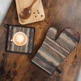 thumbnail image 5 of Brown Boho Tribal Trees and Diamonds Pattern Kitchen Oven Mitt and Pot Holder Sets 2 Pcs for Baking, Cooking and Grilling, Heat Resistant Up To 392 °F, 5 of 7