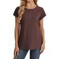 thumbnail image 5 of Fnooota Women T Shirts 2025, Workout Casual Short Sleeve Summer Tops Wine Size S, 5 of 9