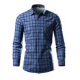 thumbnail image 7 of Goodeals Saving,Fleece Lined Shirts for Men Slim Fit Button Down Jakcets Wrinkle Free Business Casual Shirt Winter Warm Long Sleeve Striped Shacket(Blue,XXL), 7 of 7