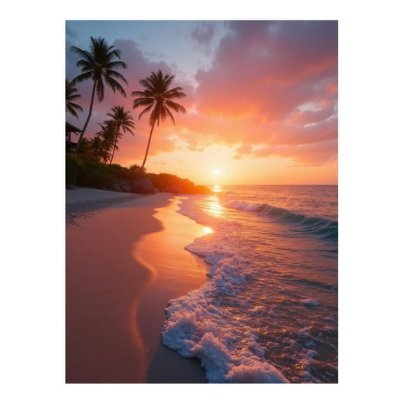Diamond Art Kit for Adults, Tropical Sunset Beach Waves Diamond Painting for Adults Beginners, 5D DIY Diamond Art Painting Kits, Colorful Diamond Painting Craft for Home Decor 12x16