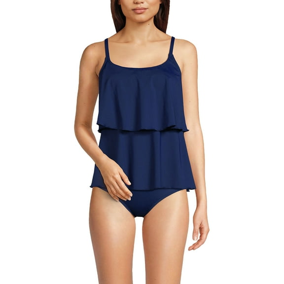 Lands' End Women's Scoop Neck Tiered Tankini Swimsuit Top
